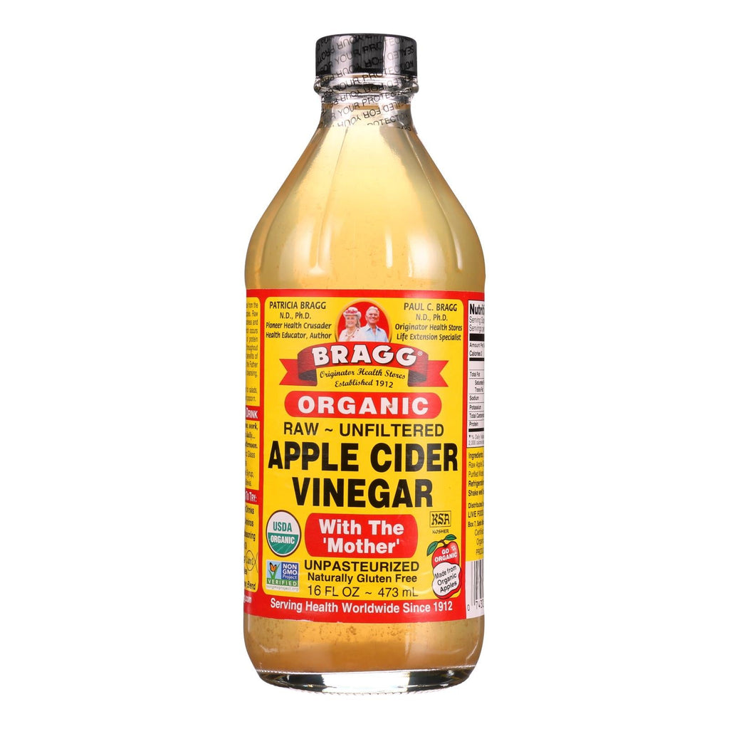 Bragg Organic Apple Cider Vinegar - Raw Unfiltered with Mother (Case of 12, 16 oz)