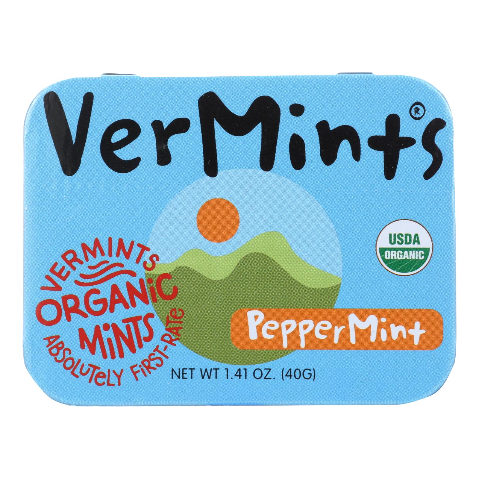 Vermints Natural Peppermint Breath Mints, Sugar-Free, 1.41 oz, Pack of 6