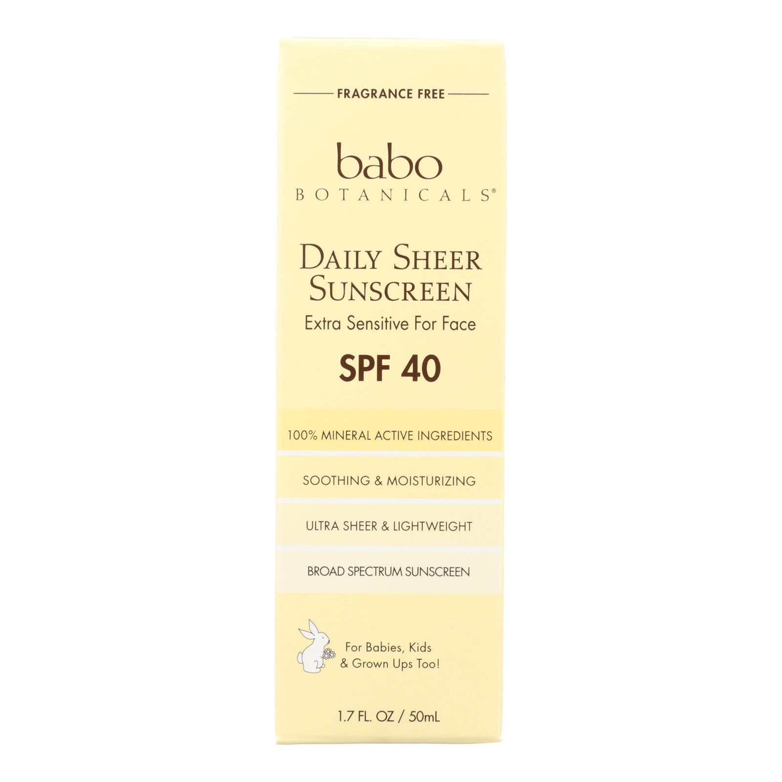 Babo Botanicals Daily Sheer Mineral Sunscreen SPF 40, 1.7 oz