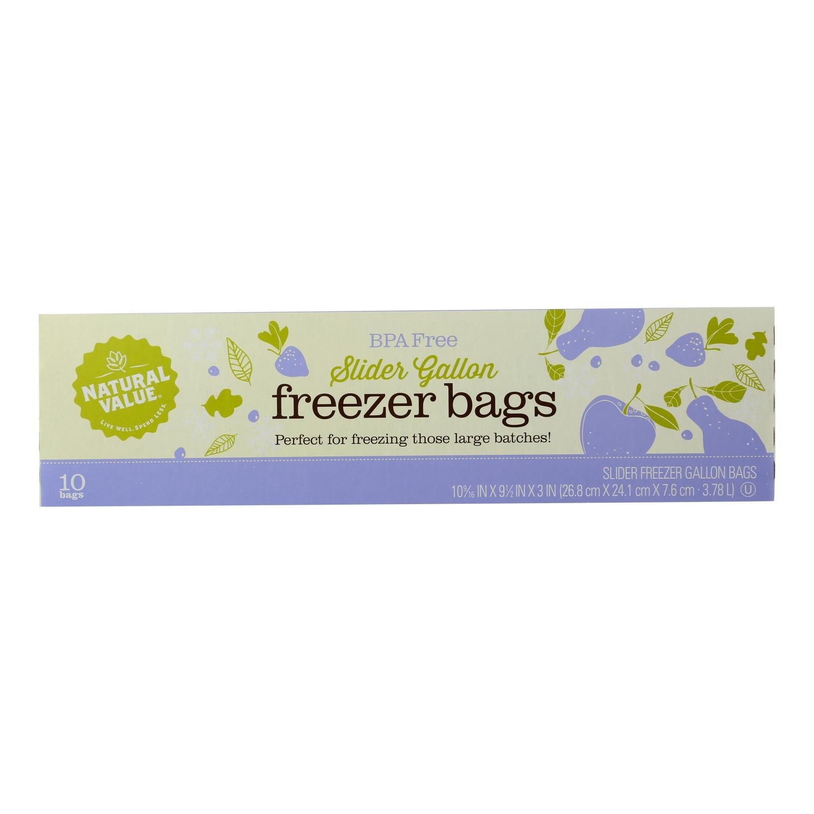 Natural Value Gallon Size Freezer Storage Bags (Case of 12 x 10 Count)