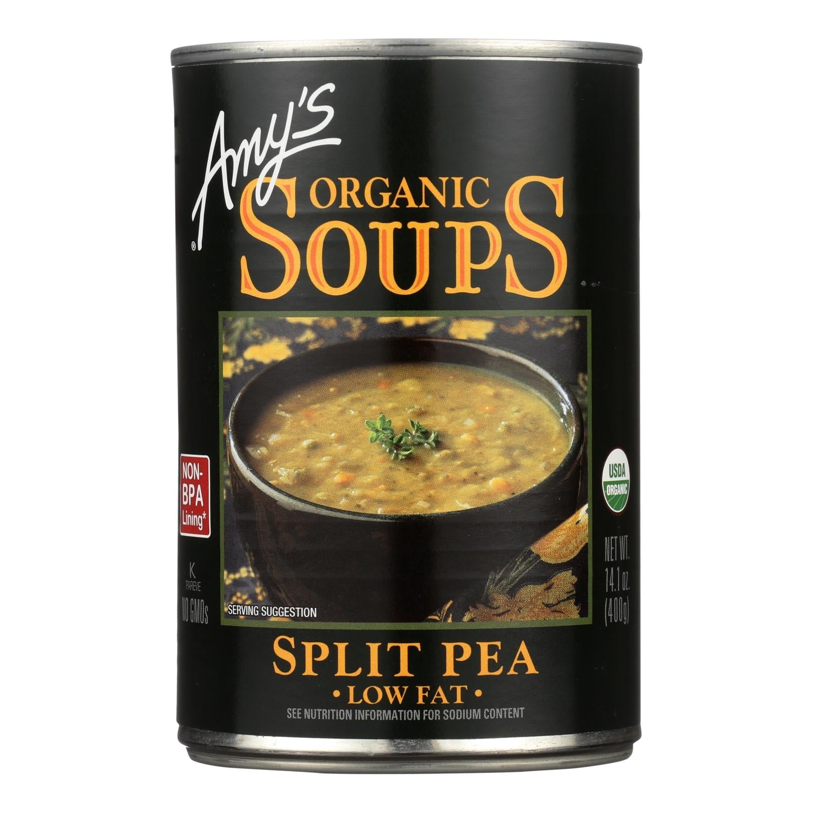 Amy's Organic Fat-Free Split Pea Soup, 12 Pack of 14.1 Ounce Cans