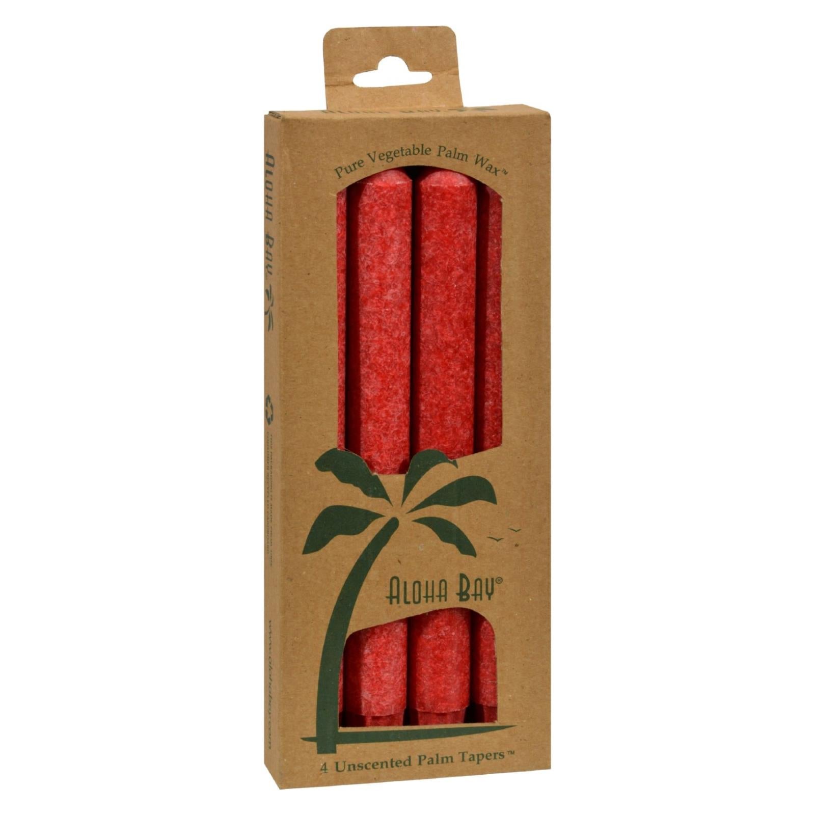 Aloha Bay Palm Tapers, Pack of 4 - Crimson Red