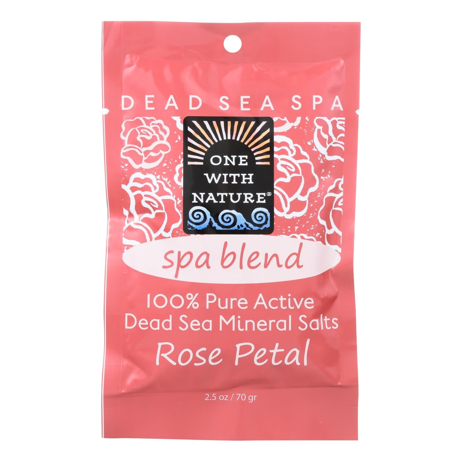One With Nature Spa Blend Rose Petal Infused Dead Sea Mineral Bath Salt for Relaxation and Comfort (Pack of 6 - 2.5 Oz.)