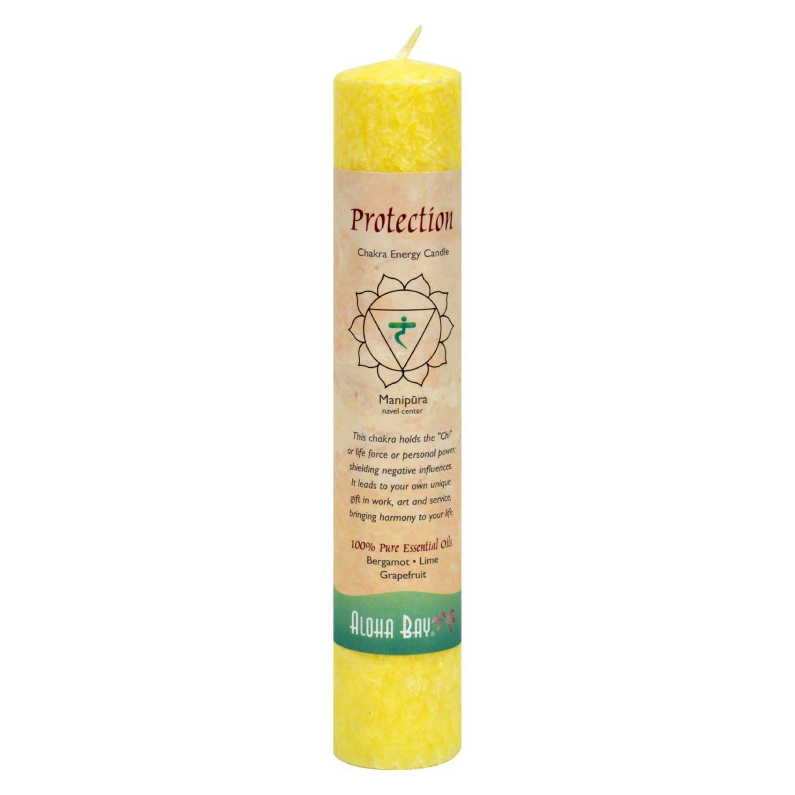 Aloha Bay Chakra Pillar Candle - Protection, Yellow, 1 Lb