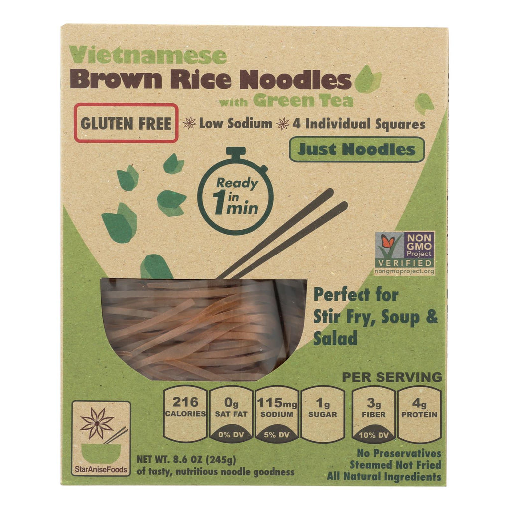 Star Anise Foods, Organic Brown Rice Vietnamese Noodles with Green Tea, 8.6 oz (Case of 6)