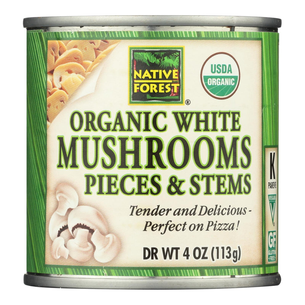 Native Forest Organic White Mushrooms, Pieces and Stems, 4 oz. (Pack of 12)