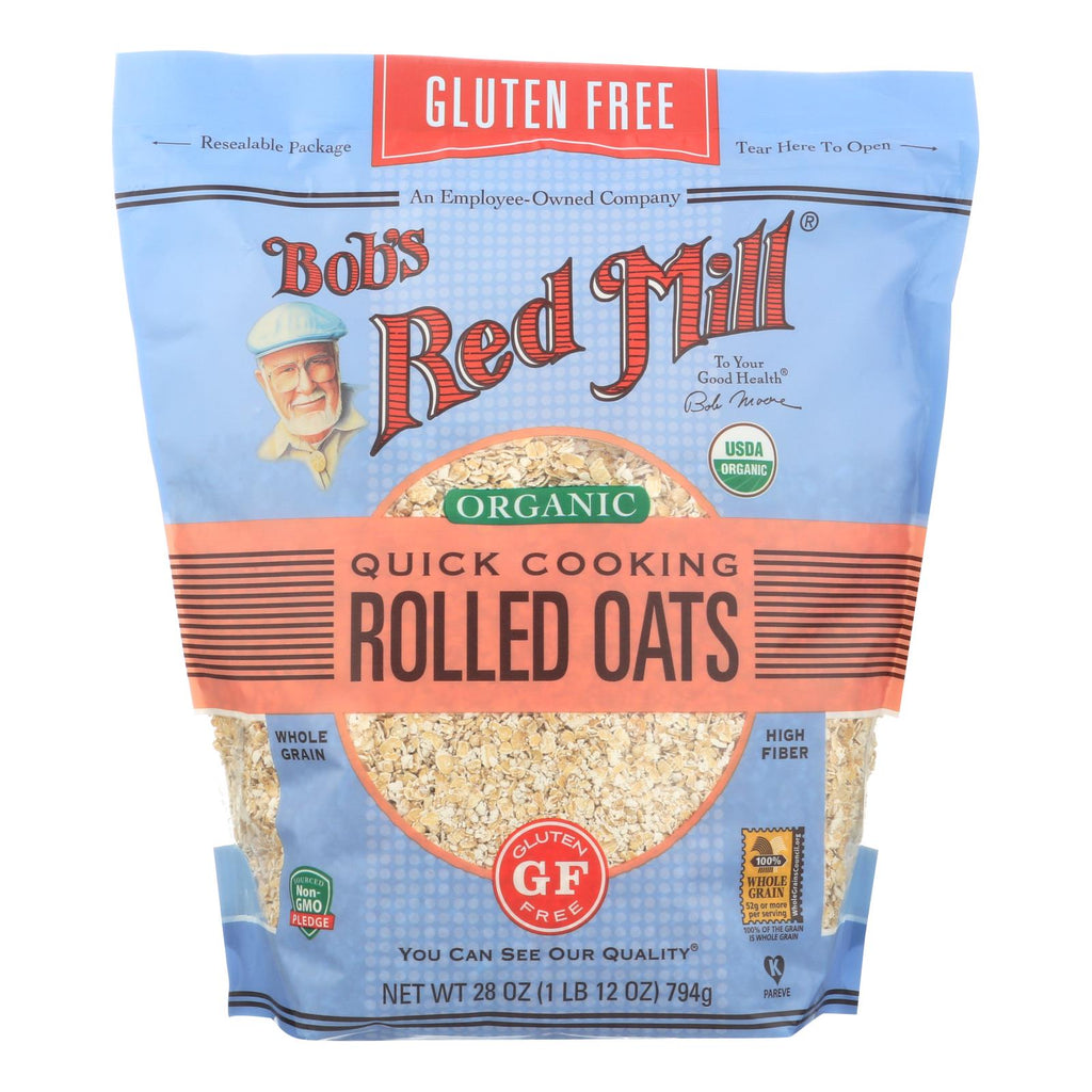 Bob's Red Mill Gluten-Free Organic Quick-Cooking Rolled Oats, 28 Oz (Pack of 4)