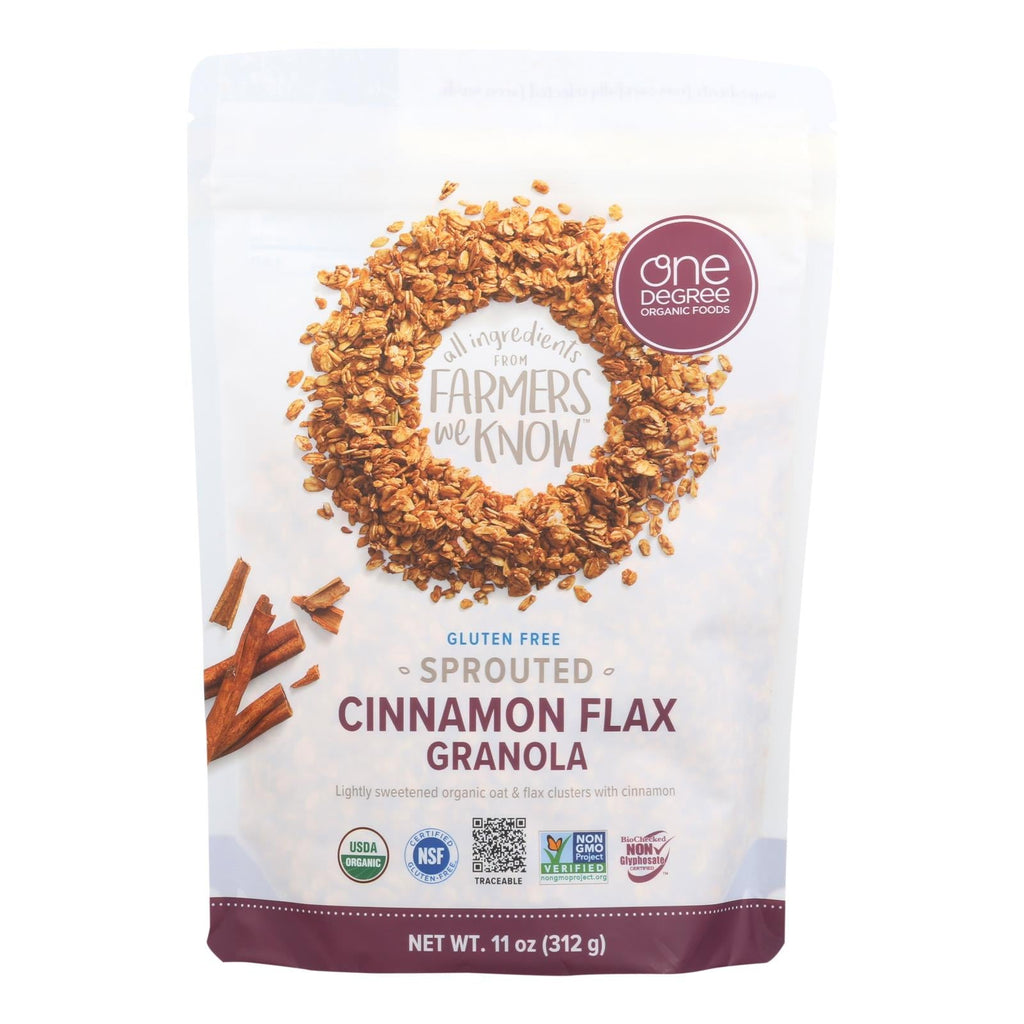 One Degree Organic Foods Cinnamon Flax Granola - Sprouted Oats - 11 Oz. (Pack of 6)