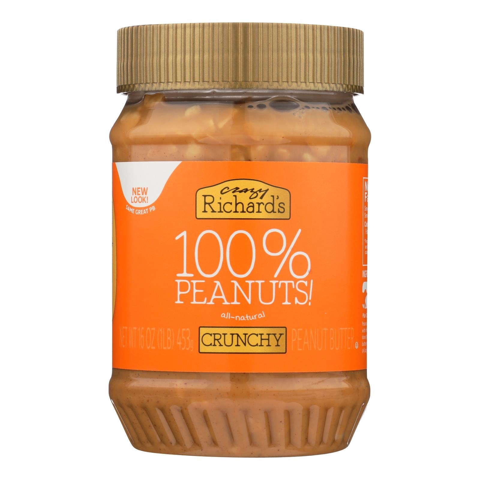Crazy Richard's Crunchy Peanut Butter, 12 Pack of 16 Oz. Jars