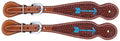 SHOWMAN LEATHER SPUR STRAPS WITH RAWHIDE LACED ARROW