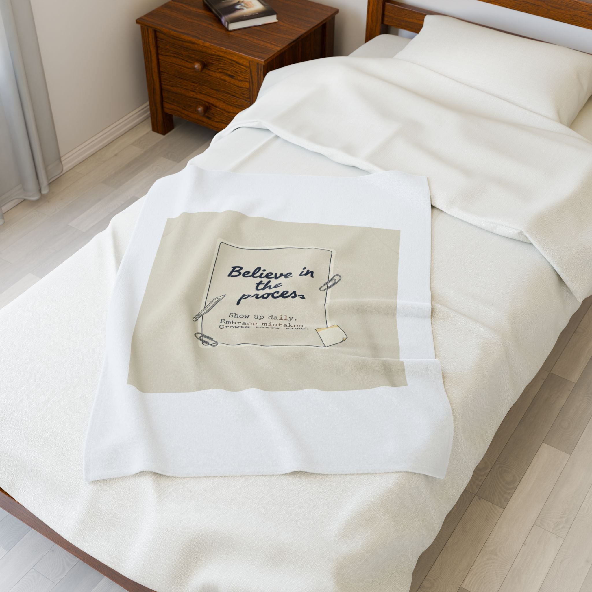 Believe in the Process Blanket | Note to Self, Post‑It Style Analogue Reminder