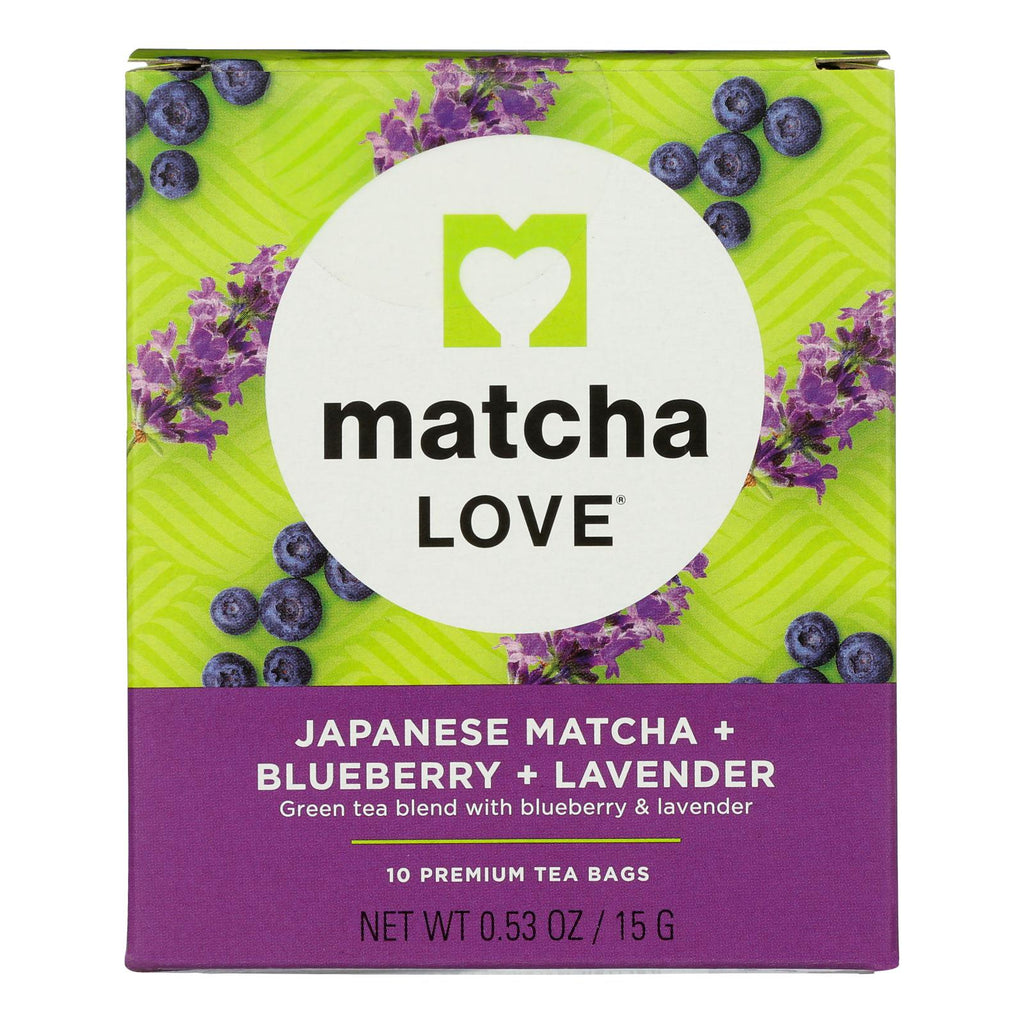 Matcha LOVE Japanese Matcha Blueberry Lavender Tea, Case of 6, 10 Tea Bags