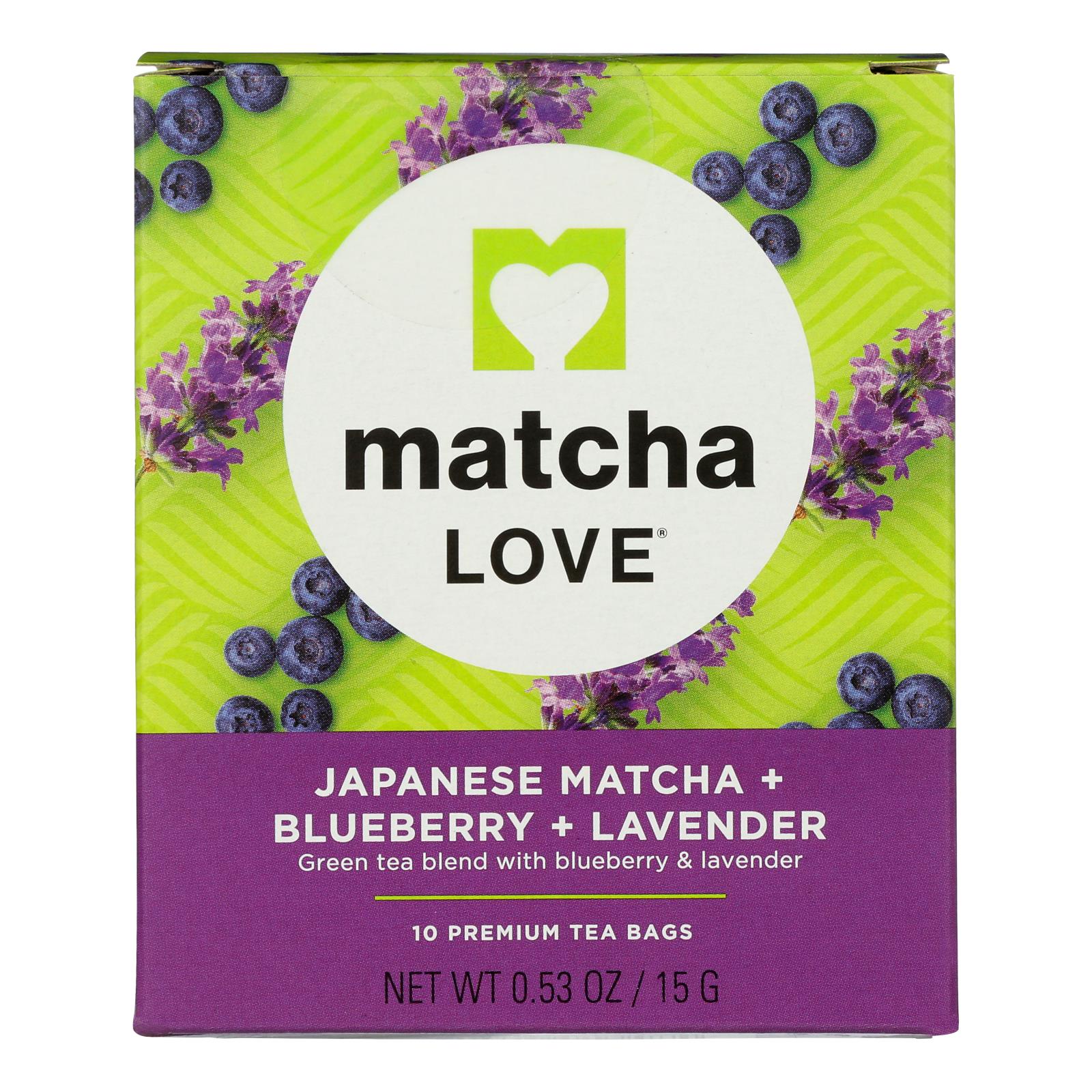 Matcha LOVE Japanese Matcha Blueberry Lavender Tea, Case of 6, 10 Tea Bags