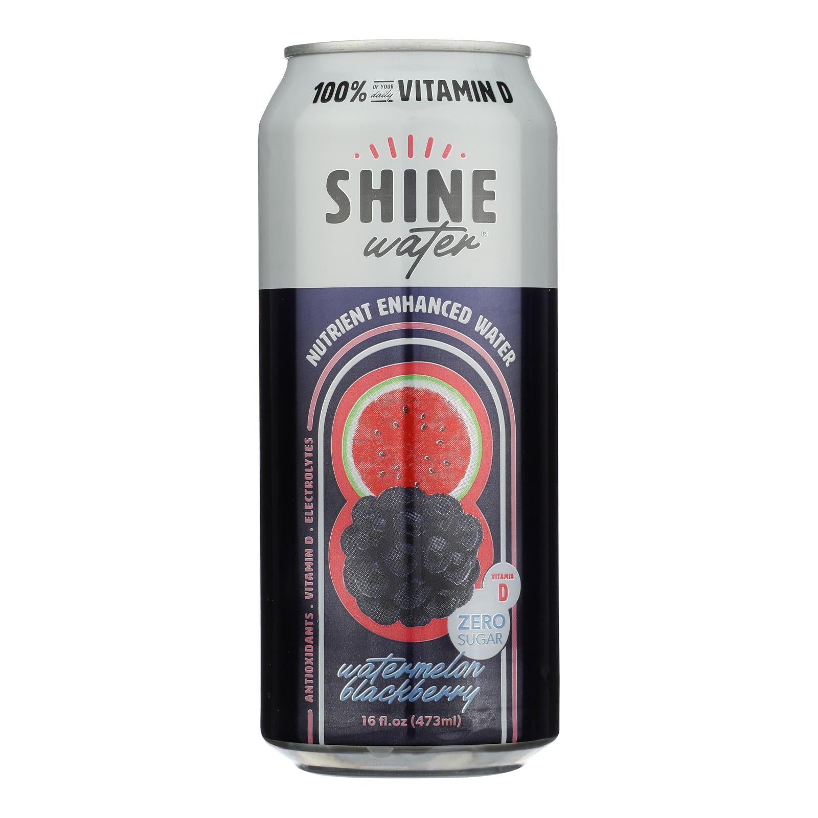 ShineWater Watermelon Blackberry Flavored Water, Case Of 12, 16 Fl Oz