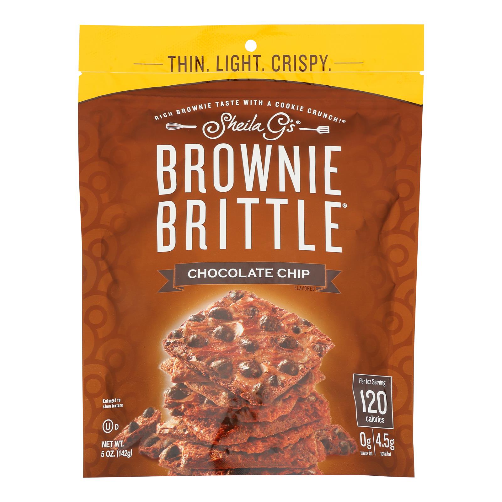 Sheila G's Brownie Brittle Chocolate Chip Cookie Snack Thins, Case Of 6, 5 Oz
