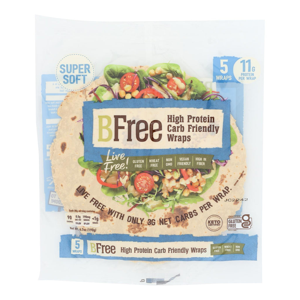 BFree High Protein Tortilla Wraps, Case of 12, 7.41 Ounce Packages