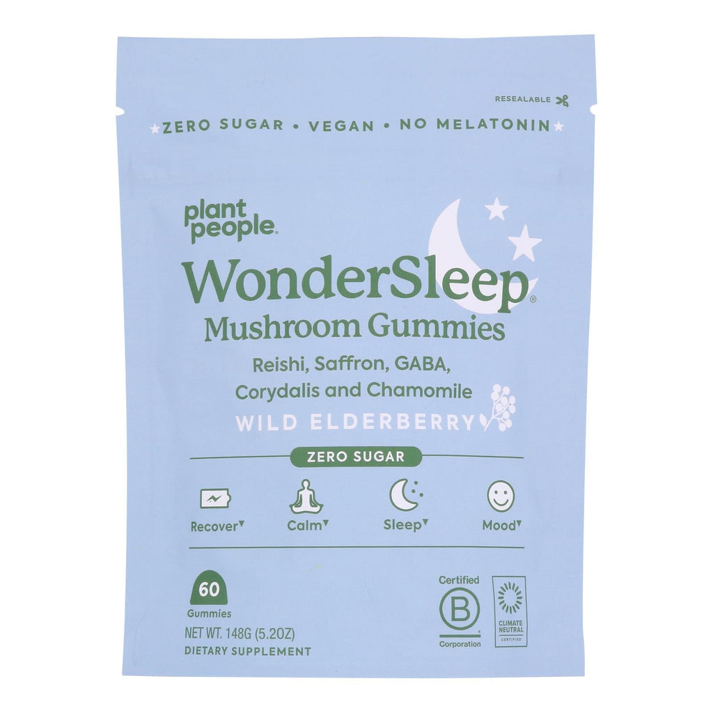 Plant People WonderSleep Elderberry Mushroom Gummies, 60 Count