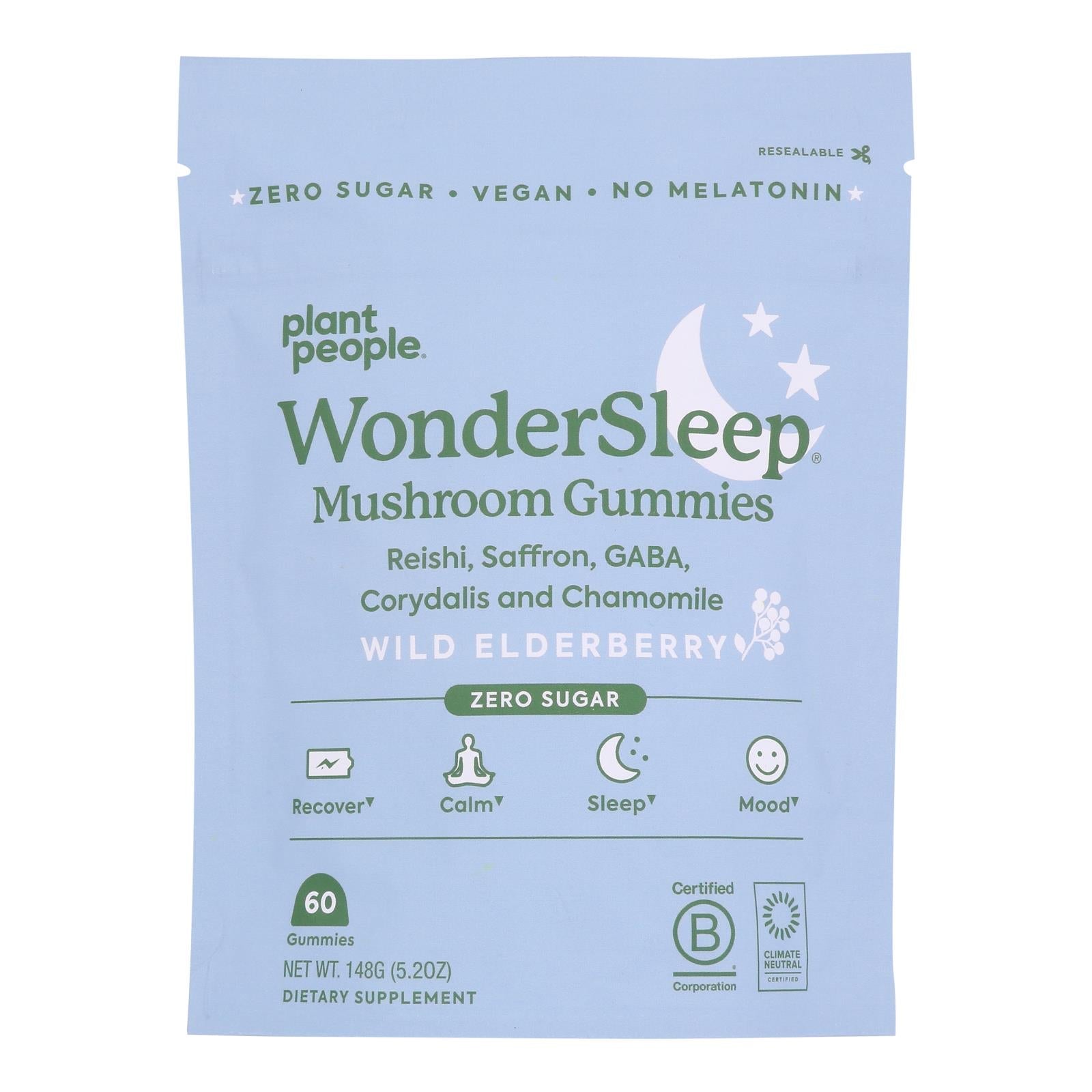 Plant People WonderSleep Elderberry Mushroom Gummies, 60 Count