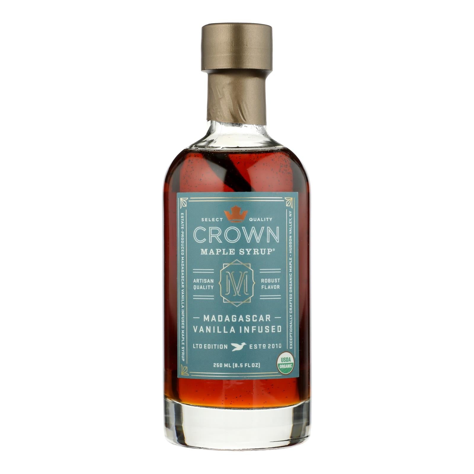 Crown Maple Madagascar Vanilla Infused Organic Maple Syrup, Case of 8, 8.5 Fluid Ounce