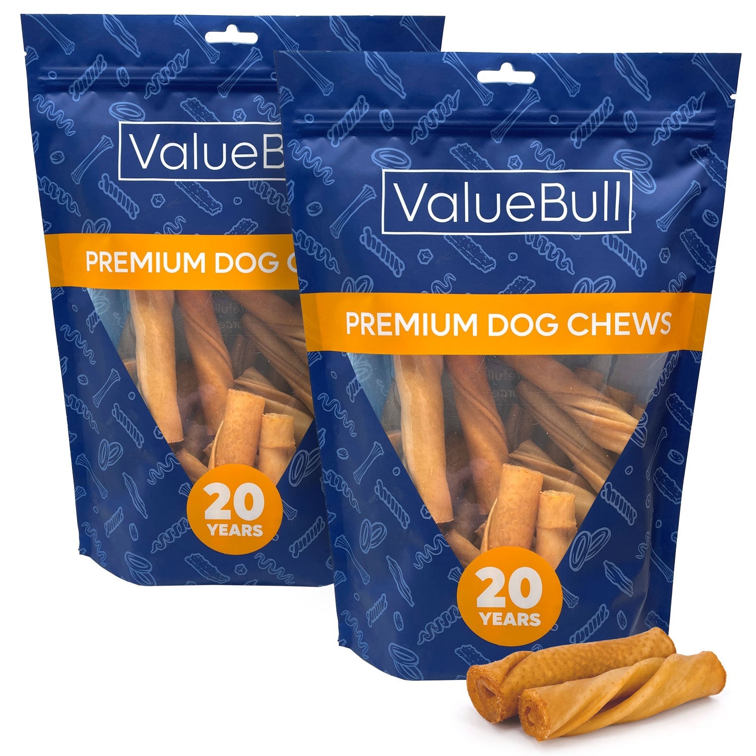 ValueBull USA Pig Skin Twist Rolls for Dogs, 4-5 Inch, Smoked, 50 Count