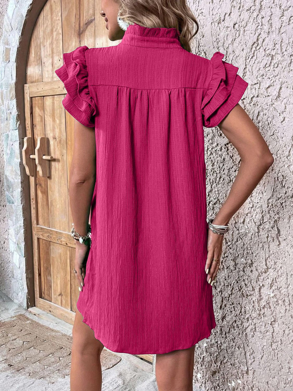 Elegant Ruffled Cap Sleeve Mini Dress Feminine & Flowy Summer Dress