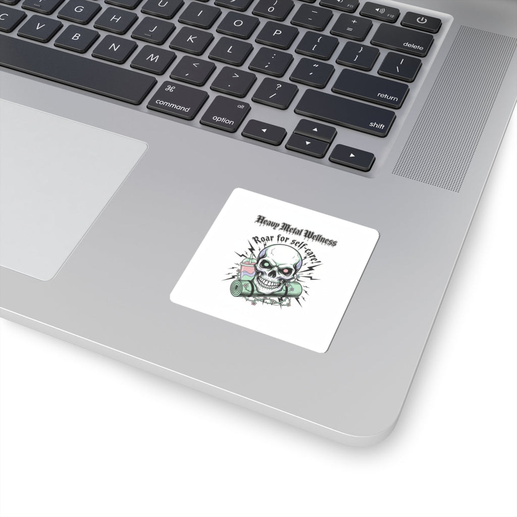 Heavy Metal Wellness Skull Sticker | gothic wellness quote, edgy self-care merch