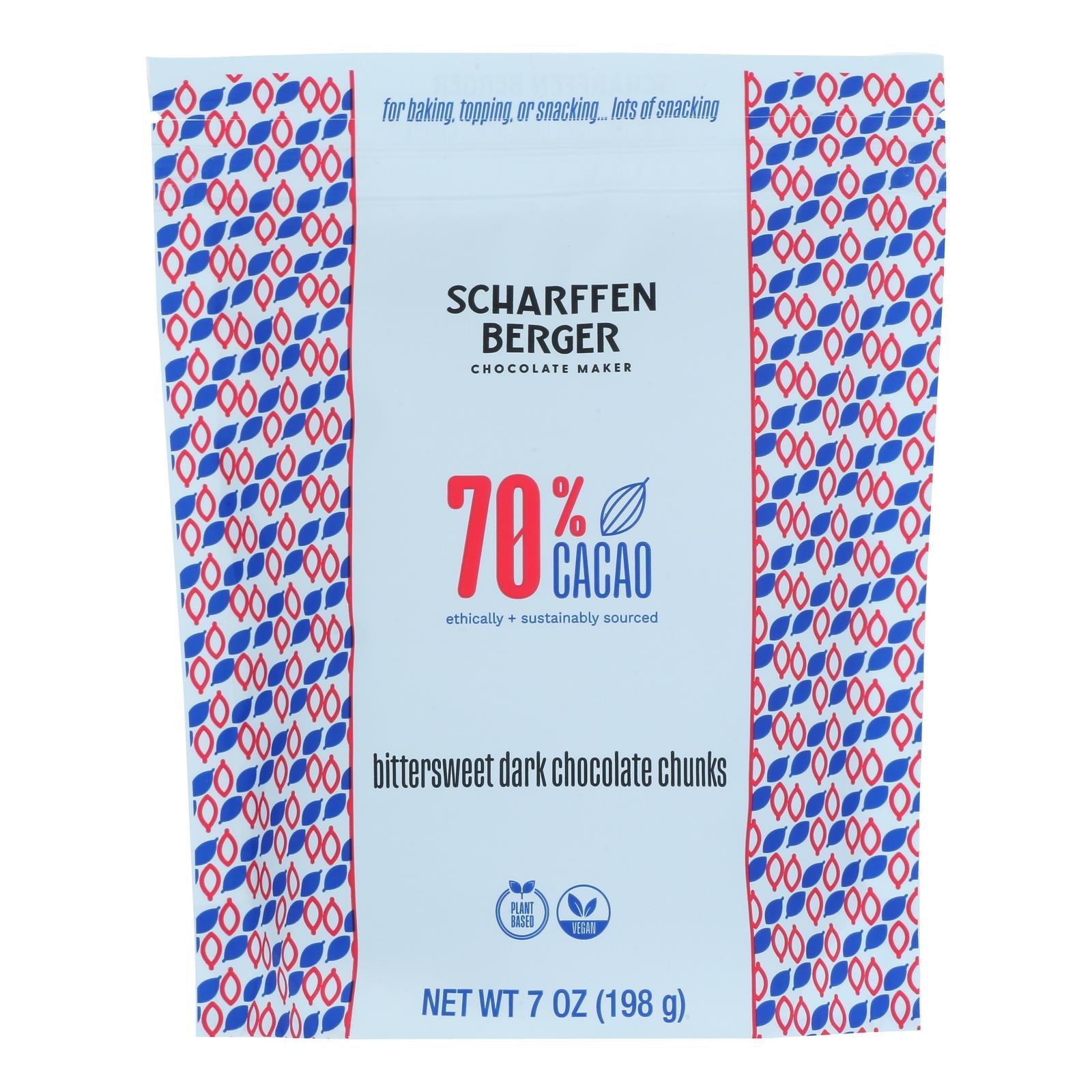 Scharffen Berger Bittersweet Dark Chocolate Baking Chunks, Case of 8, 7 Ounces