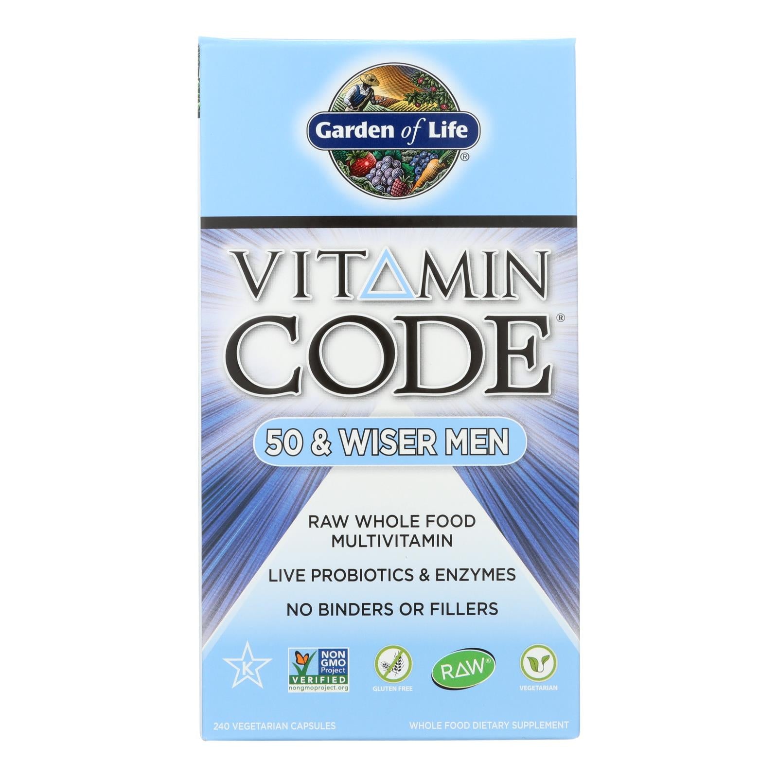 Garden of Life Vitamin Code 50 and Wiser Men's Capsules, 240 Count