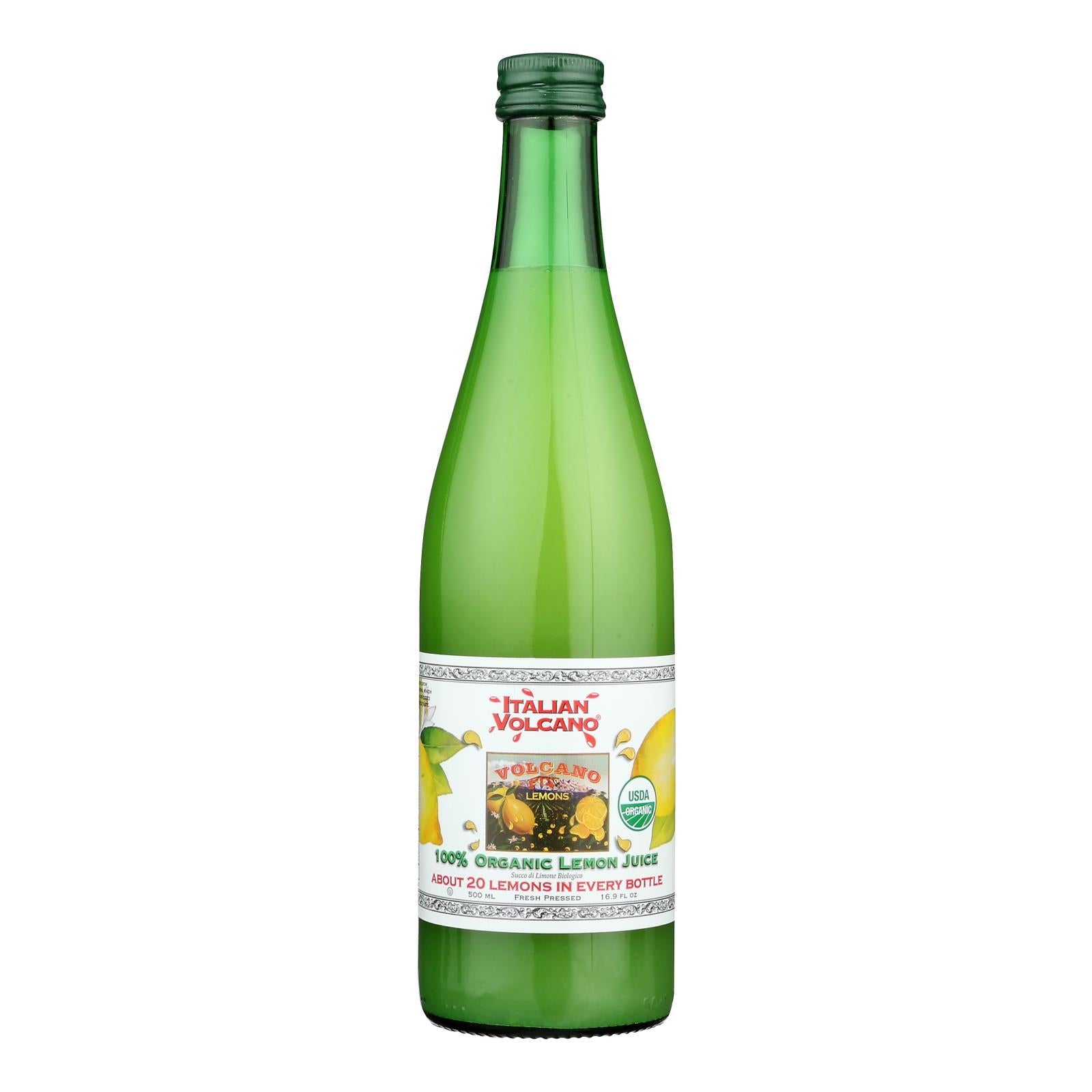 Volcano Burst Organic Lemon Juice, Case of 12, 16.9 Fluid Ounce Bottles