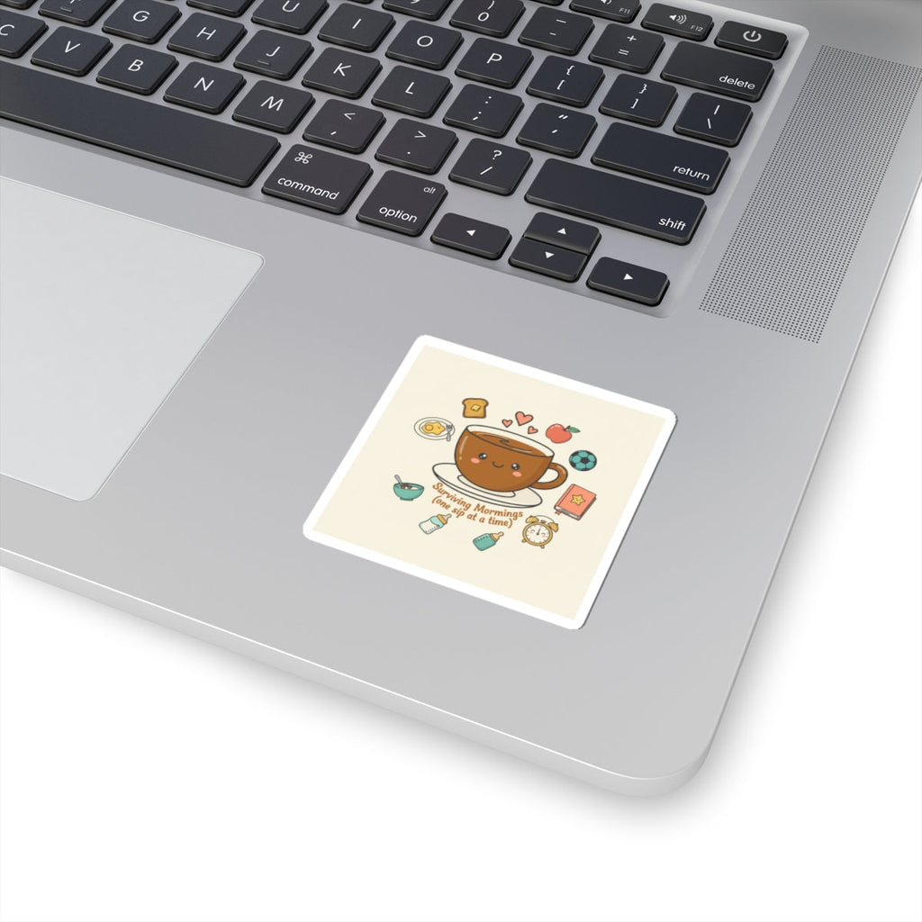Surviving Mornings Coffee Cup Sticker | Parenting Morning Humor, Morning Chaos