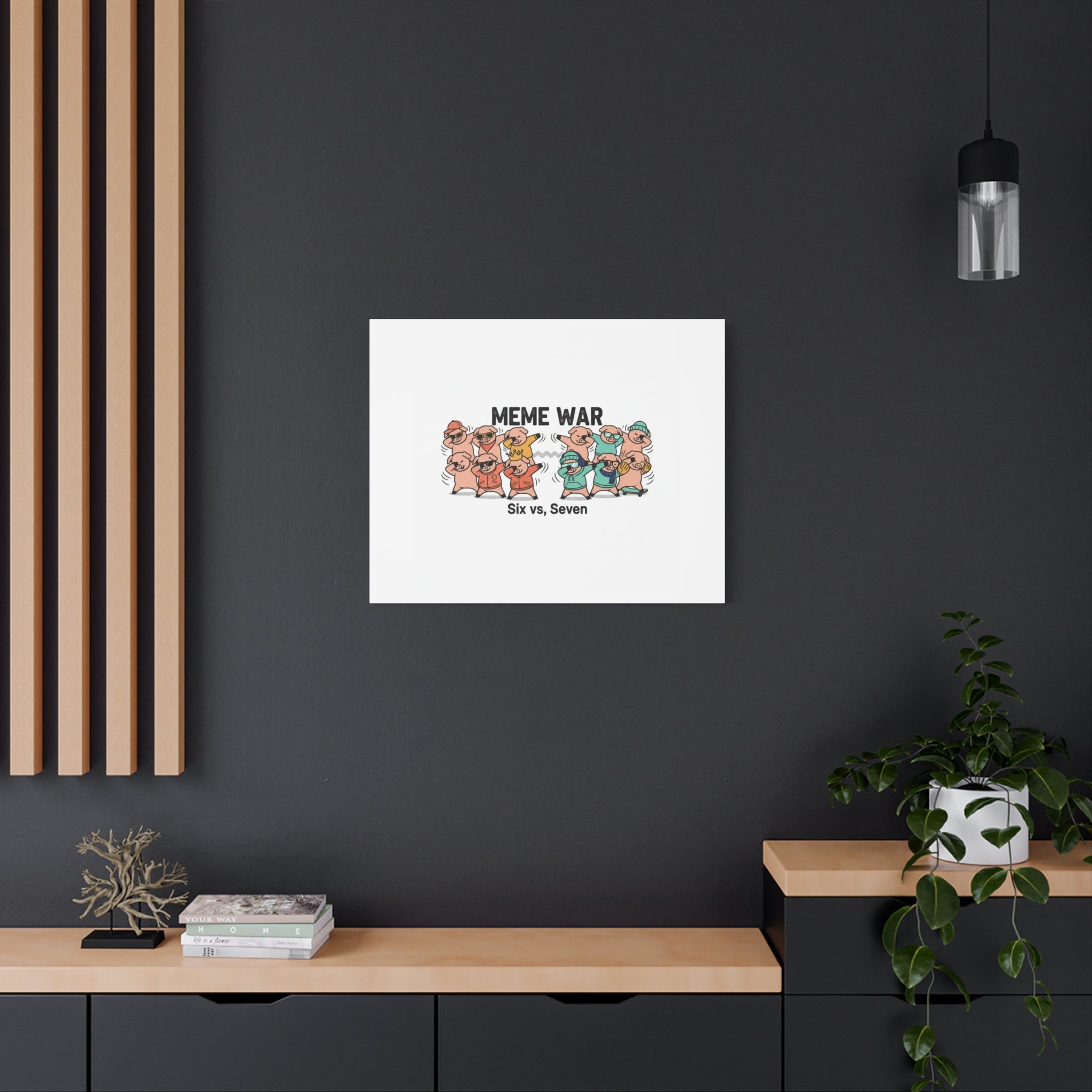 Meme War: Six vs. Seven Canvas Wall Art