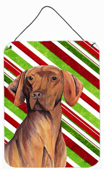Vizsla Candy Cane Holiday Christmas Wall or Door Hanging Prints Aluminum Metal Sign Kitchen Wall Bar Bathroom Plaque Home Decor Front Door Plaque, 12x16, Multicolor