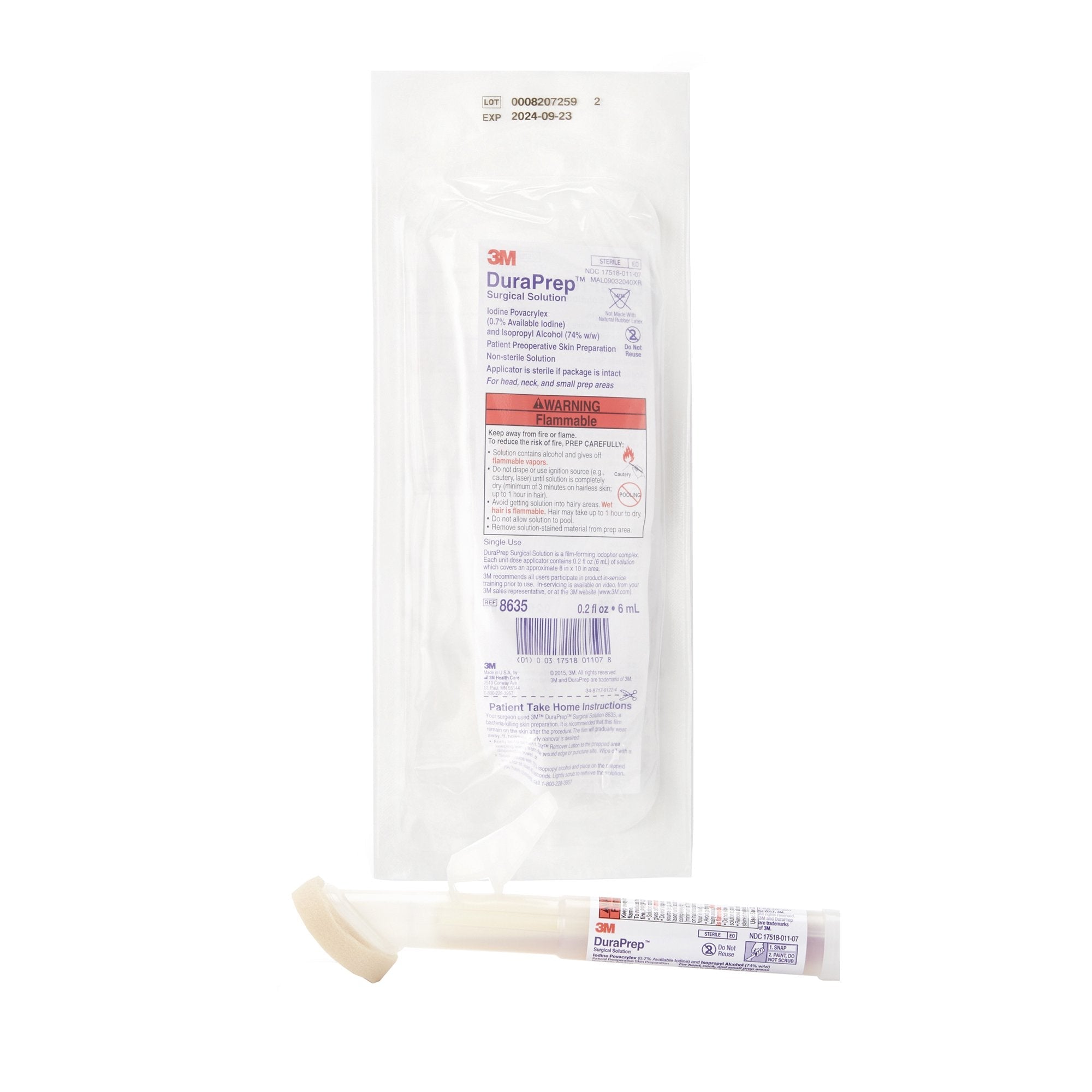 3M DuraPrep Prep Solution, Applicator, 6 mL 8635