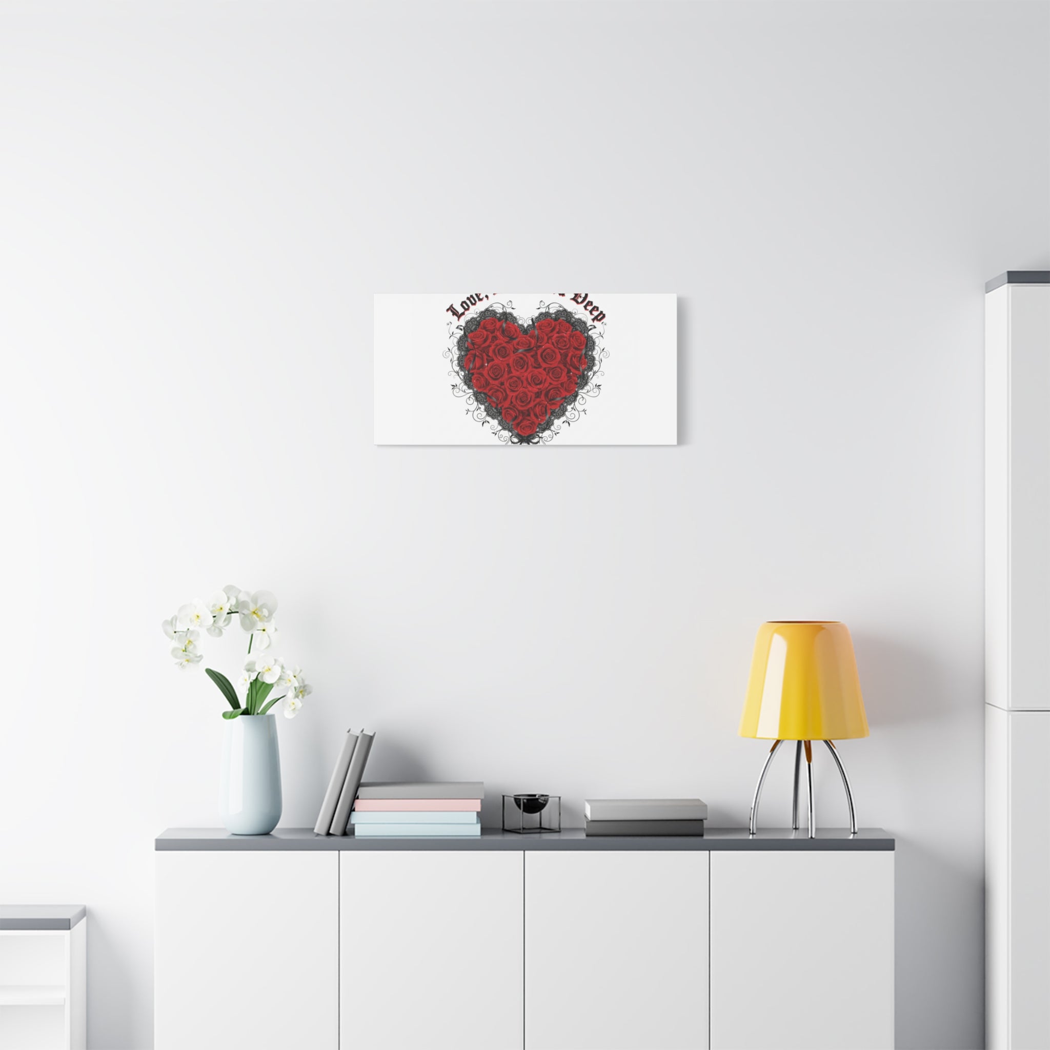 Love Dark and Deep Heart Canvas, Nu Romantic Gothic Romance, 80s Nostalgia