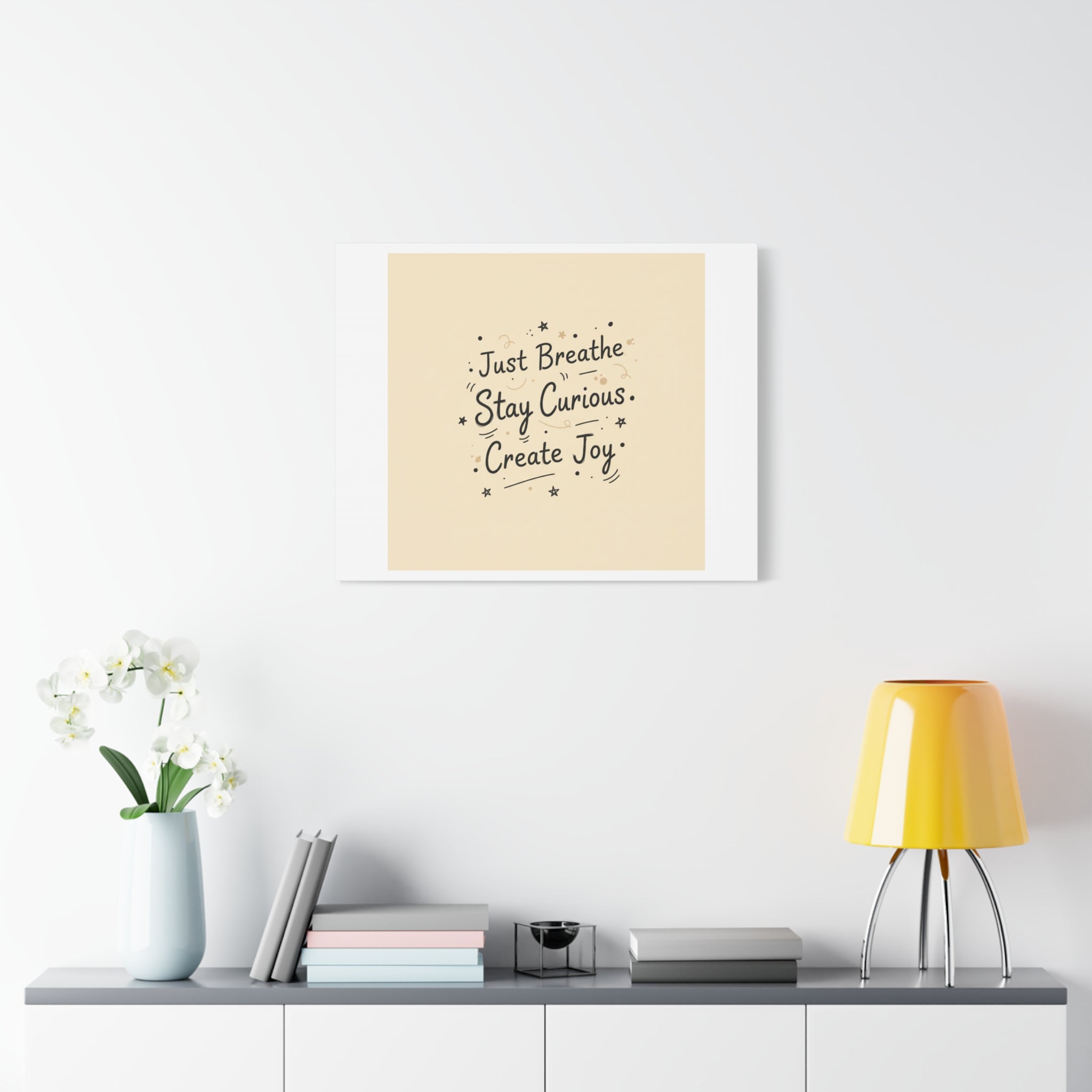 Just Breathe Stay Curious Create Joy Canvas | Messy Handwritten Typography, Doodle Text Art