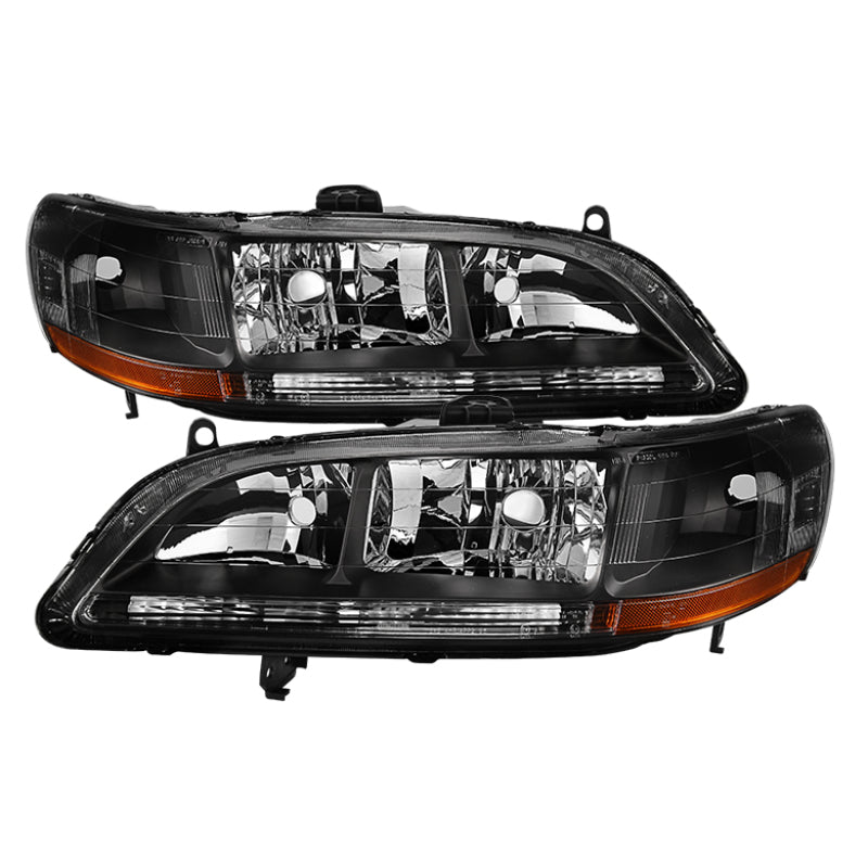 SPYDER Xtune Honda Accord 98-02 Amber Crystal Headlights Black HD-JH-HA98-AM-BK 5022509