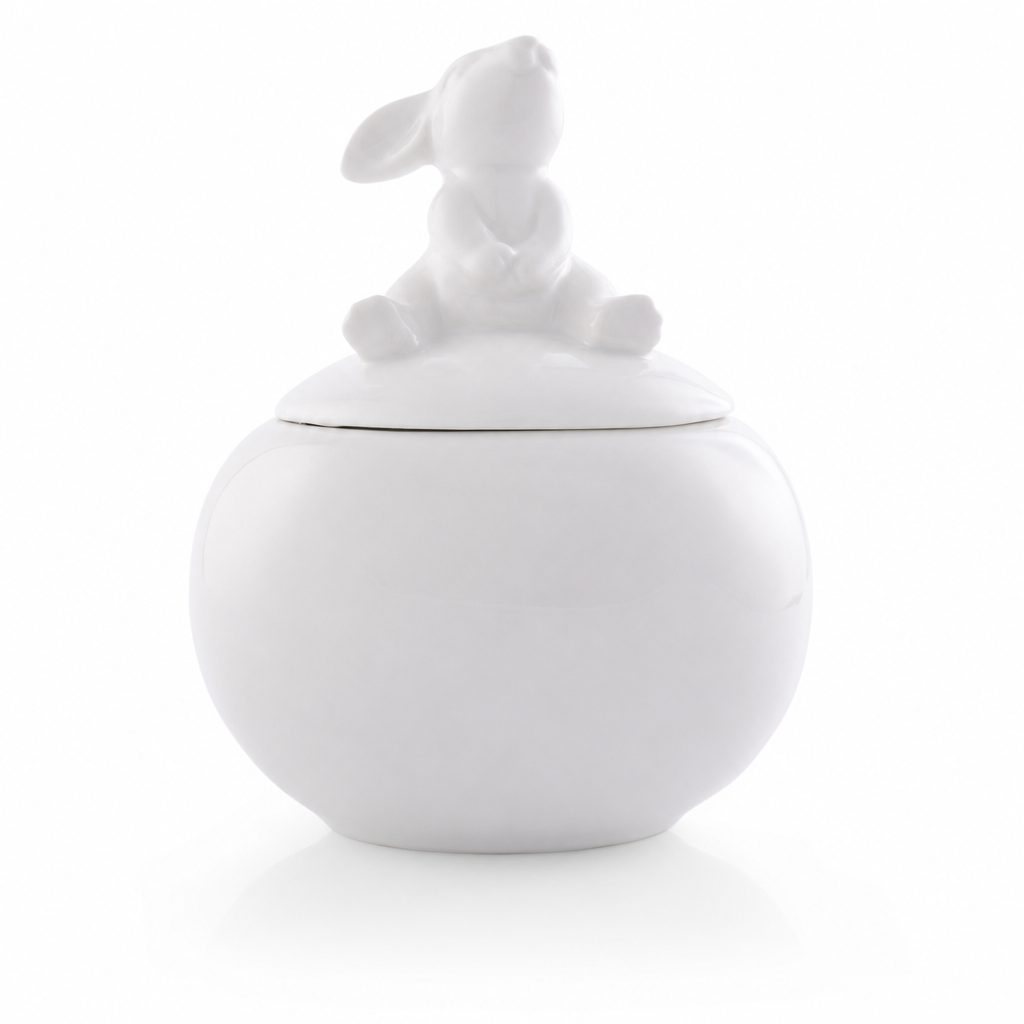 Porcelain Sitting Bunny Sugar Bowl