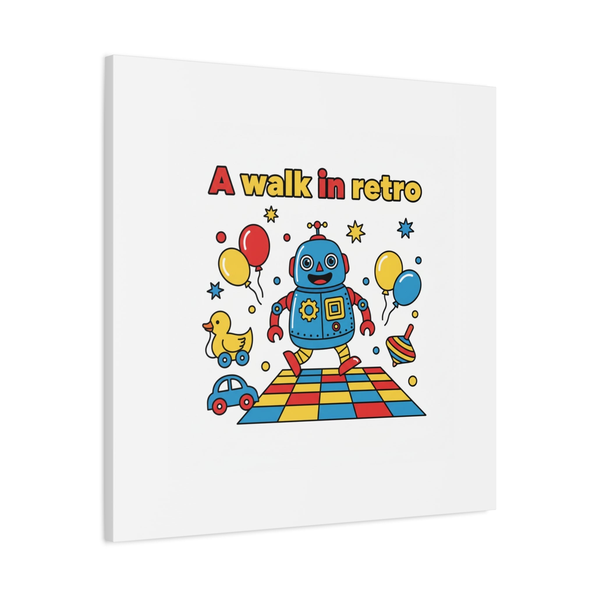 Retro Toy Robot Canvas | Throwback Kid, Primary Color Nostalgia