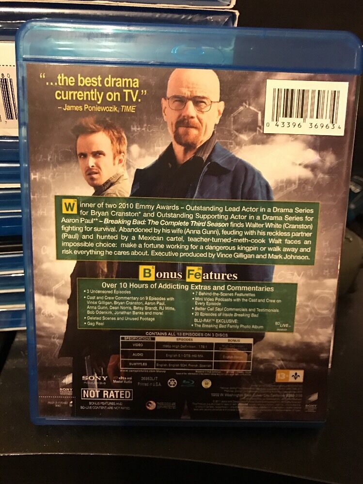 Breaking Bad: The Complete Third Season (Blu-ray Disc, 2011, 3-Disc Set)
