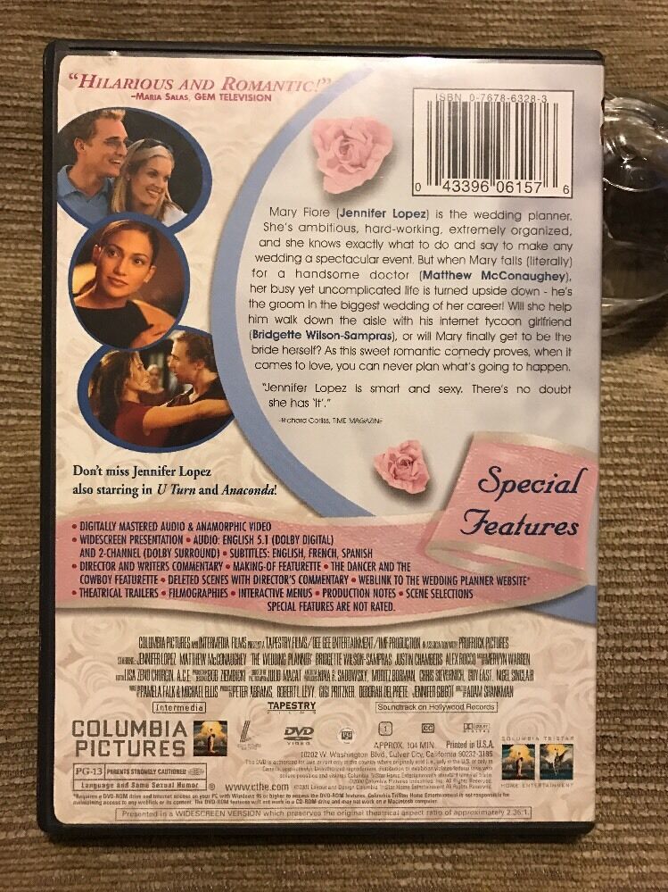The Wedding Planner (DVD, 2001) Jennifer Lopez Matthew Mcconaughey Romantic