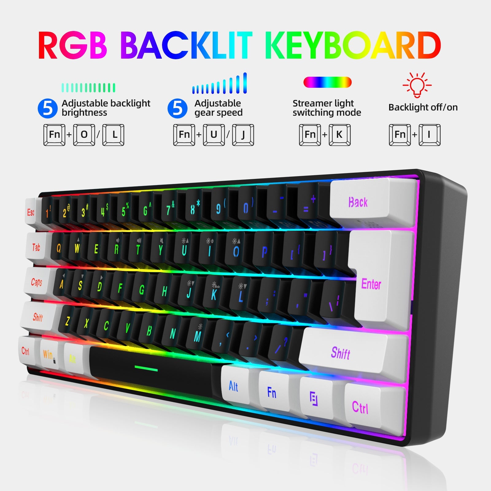 Keyboard And Mouse Suit Color Backlight White And Black Mixed Color