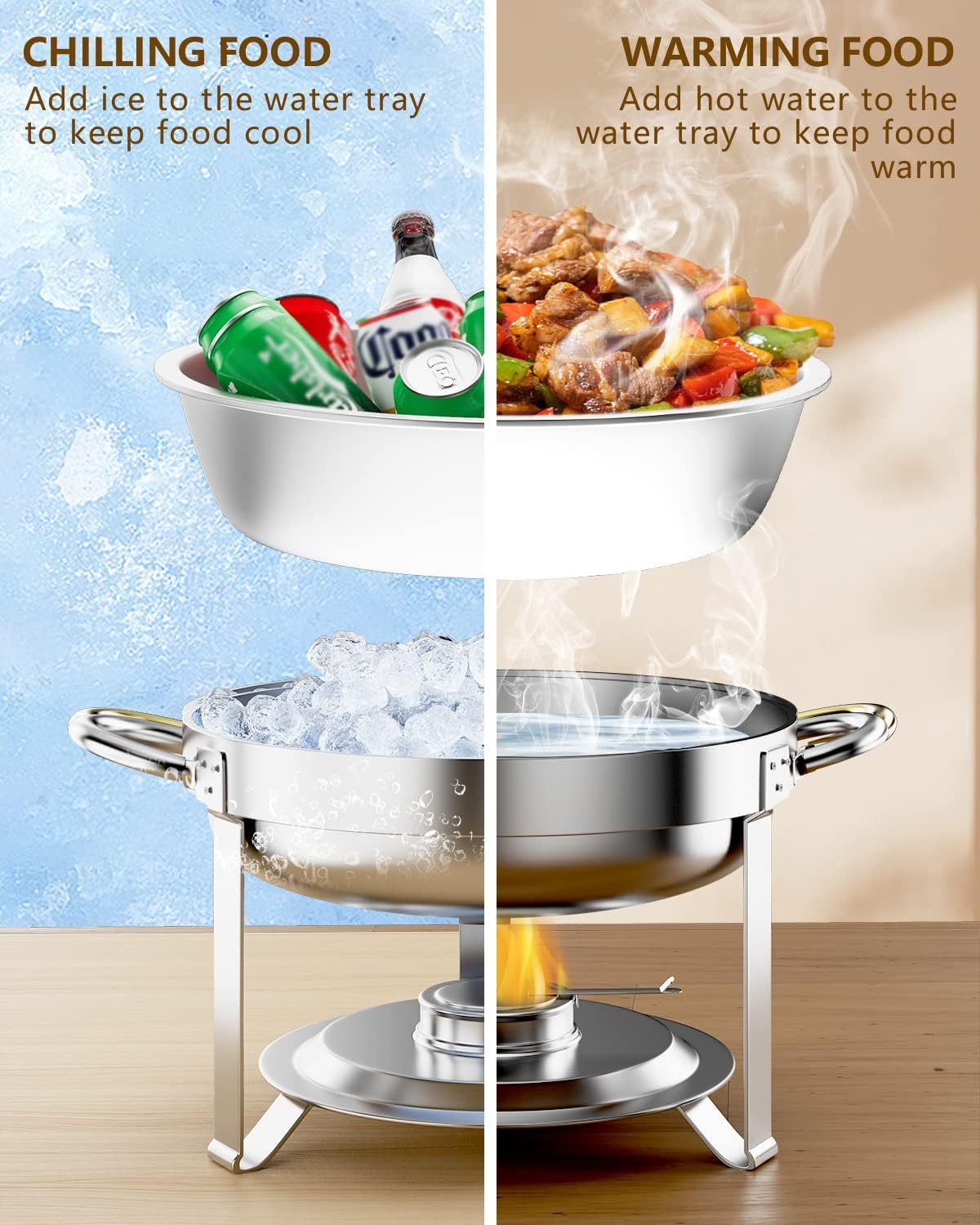 Round Buffet Catering Dish For Home and Outdoor 2 Pcs/ Sets