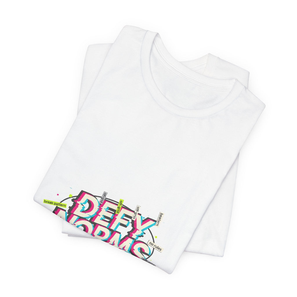 Defy Norms glitch font tee | anti-aesthetic, chaotic design shirt