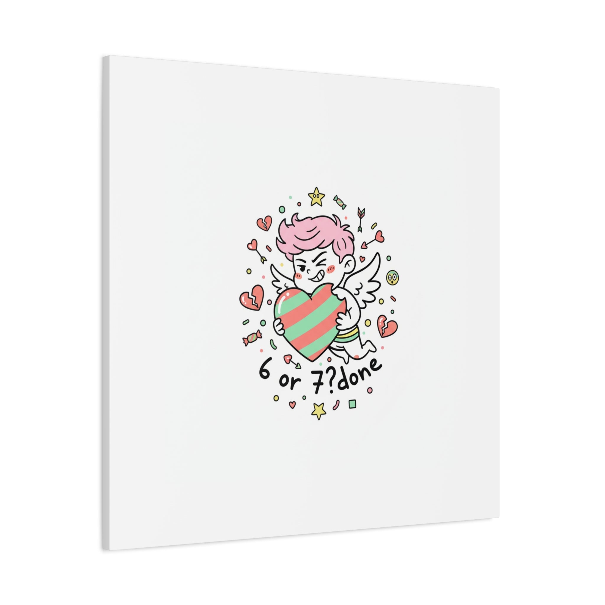 Weird Cupid heart illustration Canvas | Weird Valentine, quirky chaotic love