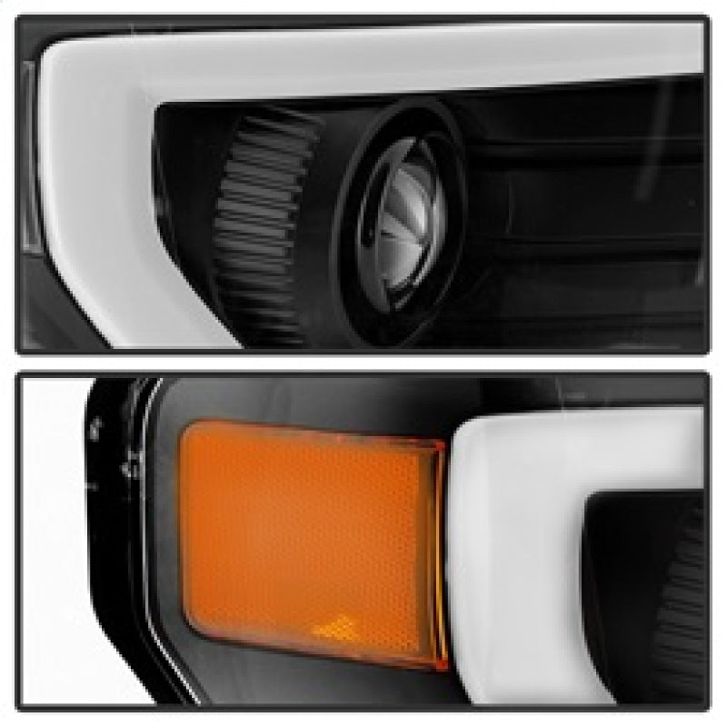 SPYDER xTune Ford F150 Projector Headlights - Light Bar DRL - Black PRO-JH-FF15009-LBDRL-BK 9037252