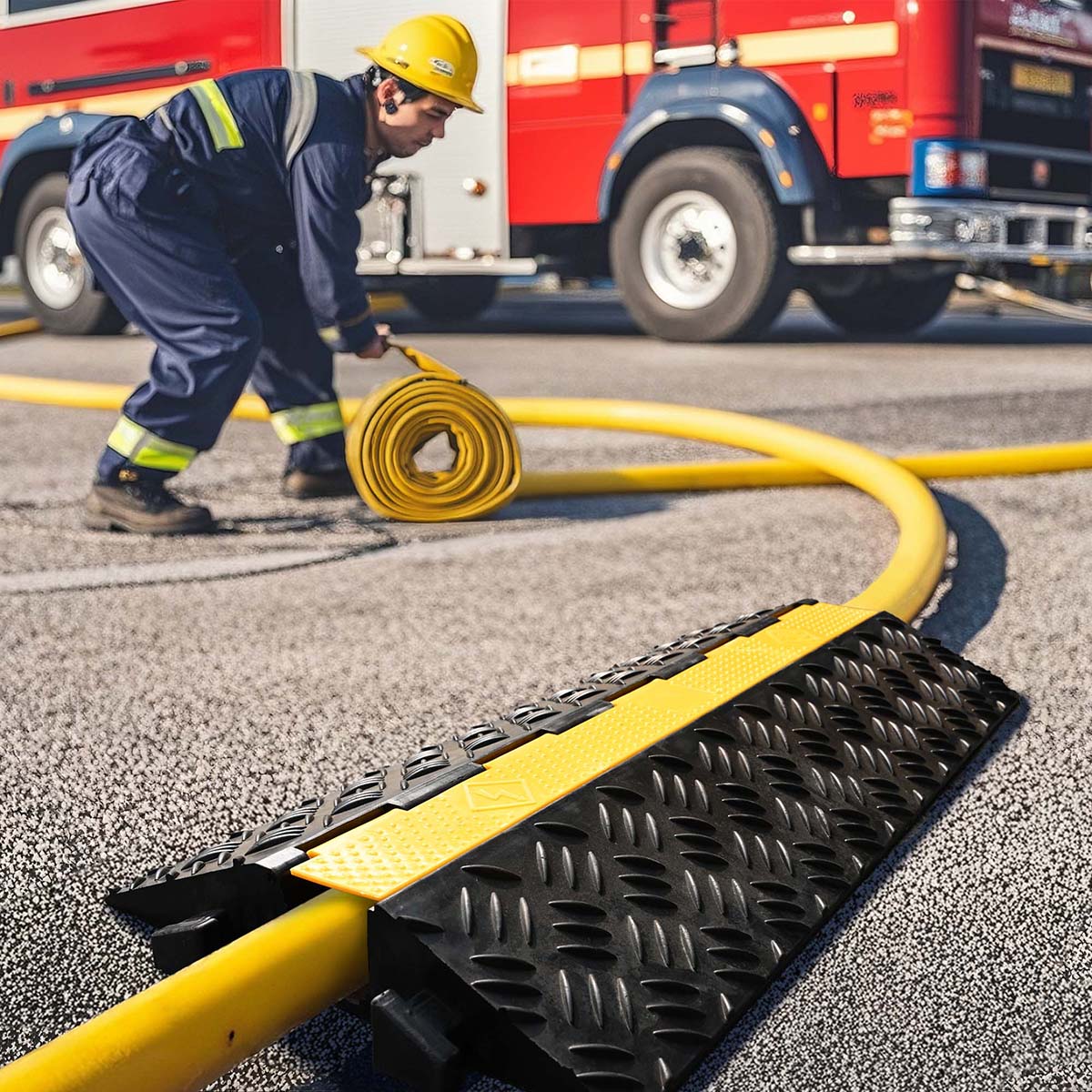 Yescom Cable Ramp Rubber Hose Protector 1 Channel for 3 1/8" Cables