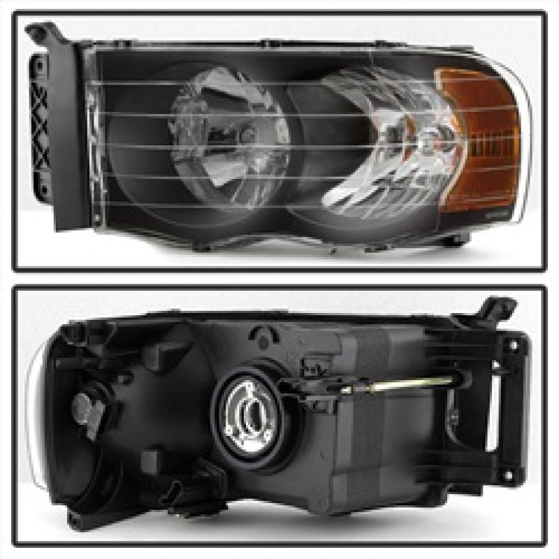 SPYDER Xtune Dodge Ram 1500 02-05 Amber Crystal Headlights Black HD-JH-DR02-AM-BK 5014313
