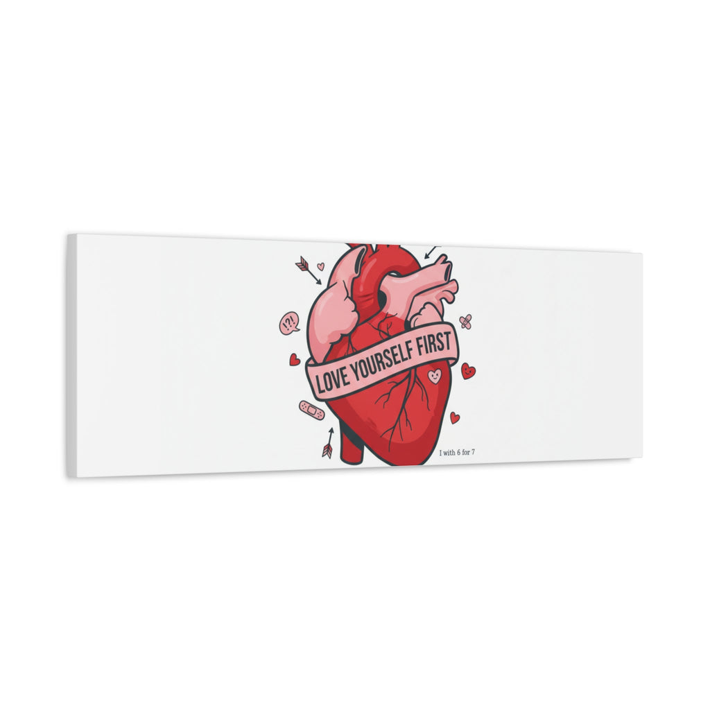 Love Yourself First Canvas, Hearts-with-a-Twist, Anti-Valentine Art