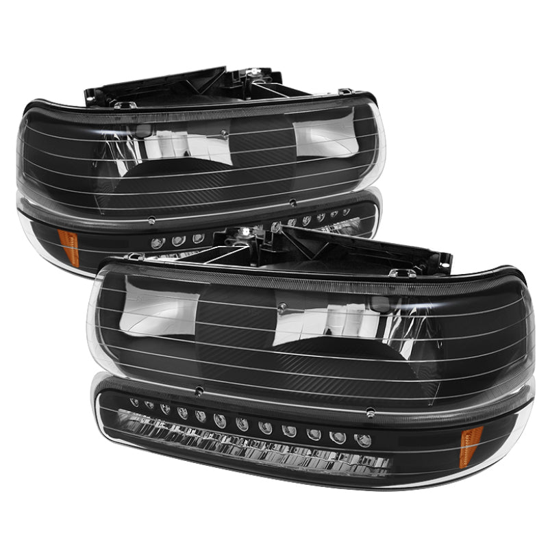 SPYDER Xtune Chevy TahOE 00-06 Headlights w/ LED Bumper Lights Amber Black HD-JH-CSIL99-LED-SET-BK 5069467