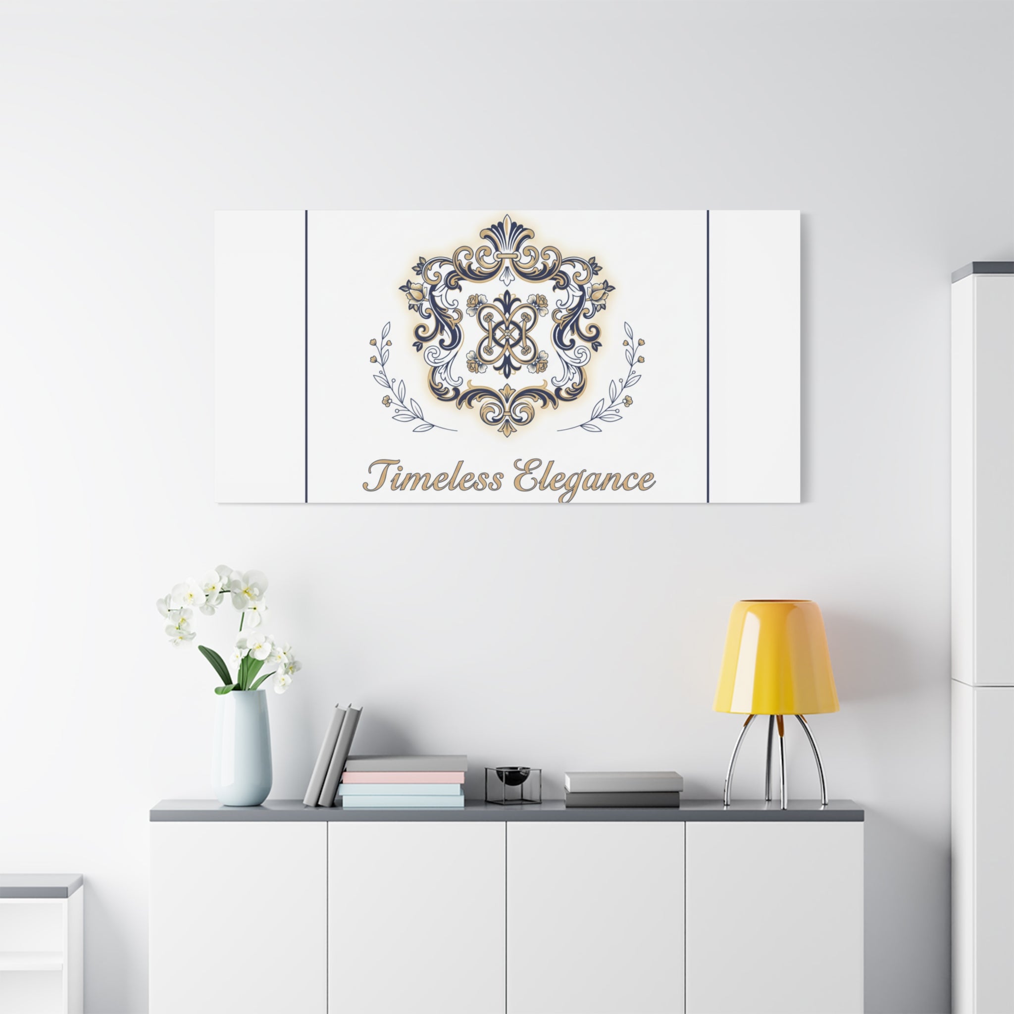 Ornate Brooch Emblem Canvas | Vintage Formalwear Accents, Baroque Print